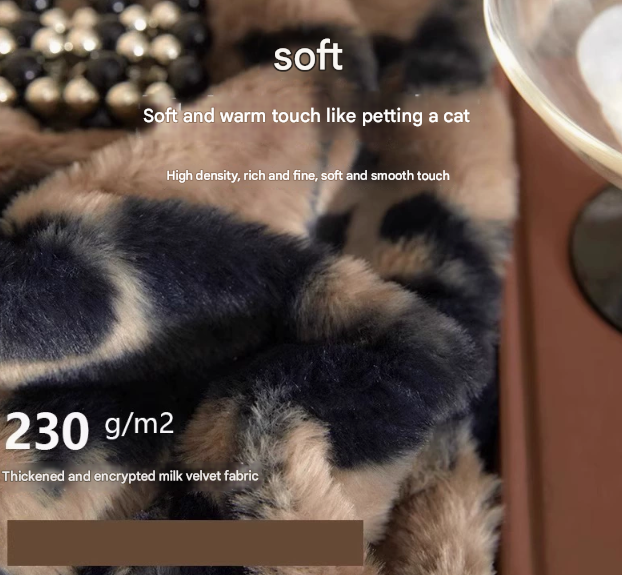 Brown Stripe Luxury Winter Faux Rabbit Fur Bedding Set - 4-Piece Melange Style Plush Set for 1.8m Beds 200x230cm Duvet Cover