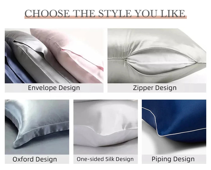 Black Luxury Double-Sided Satin Silk Pillowcase - Summer Cooling Polyester Pillow Cover Set Without Pillow Core