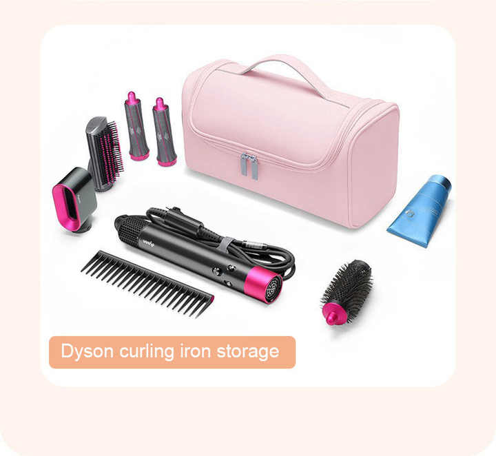 Grey Portable PU Storage Bag for Hair Curlers, Hair Dryers, and Styling Tools Hair dryers, etc. are shooting props and are not included in the product
