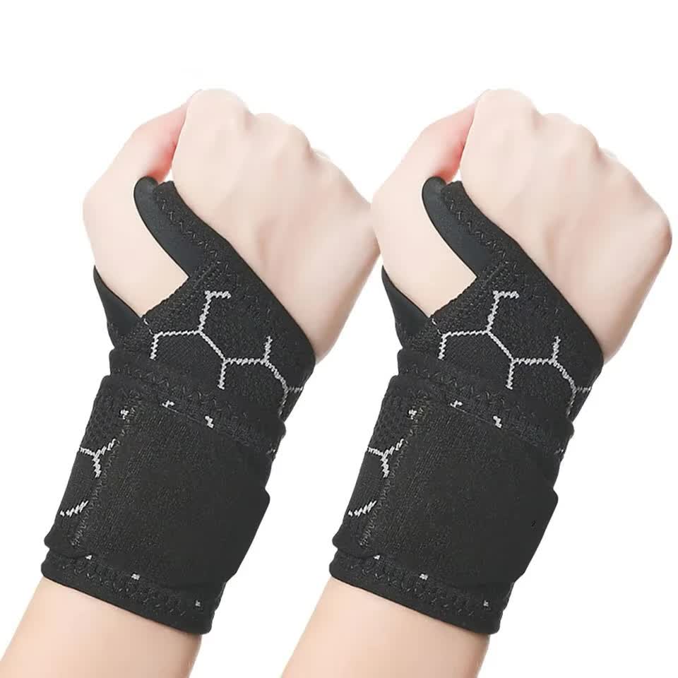 2 Pairs Black Breathable Sports Wrist Support Wrap - Fitness Gym Wristband for Badminton & Injury Prevention