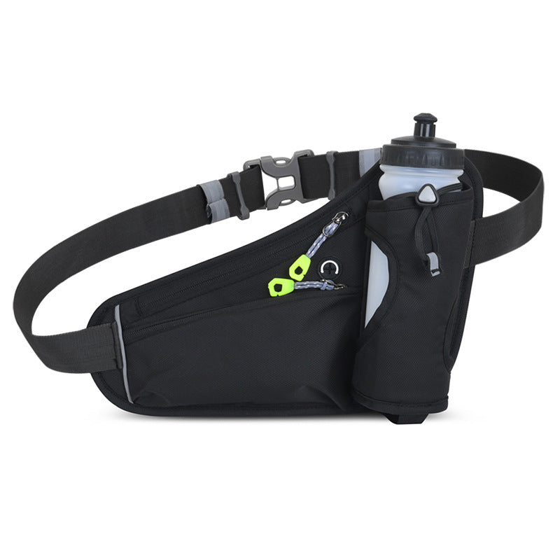 Black Hydration Running Waist Pack – Waterproof Lightweight Sports Belt with Bottle Holder Water bottles are filming props, not included
