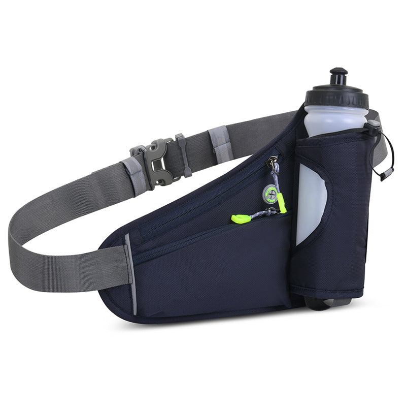 Dark Blue Hydration Running Waist Pack - Waterproof Lightweight Sports Belt with Bottle Holder Water bottles are filming props, not included
