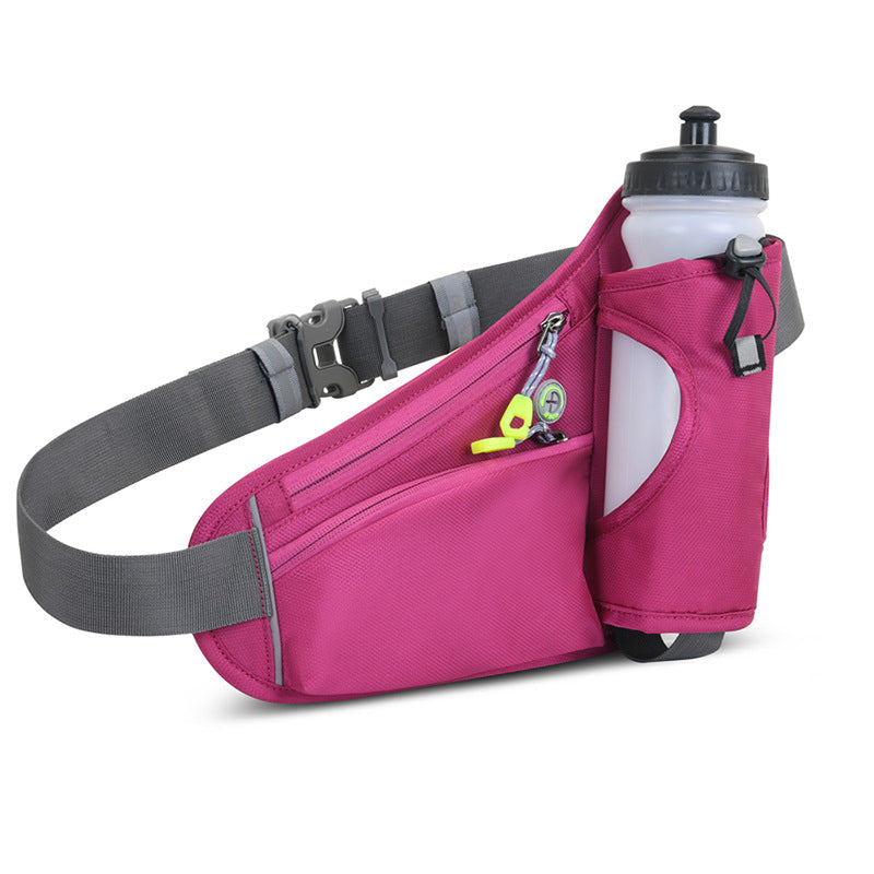 Rose Red Hydration Running Waist Pack - Waterproof Lightweight Sports Belt with Bottle Holder Water bottles are filming props, not included