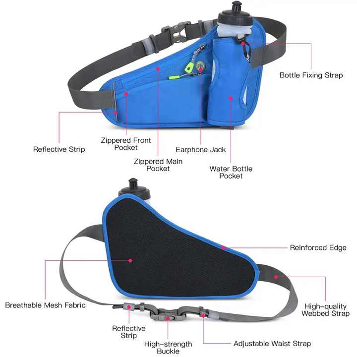 Bright Green Hydration Running Waist Pack - Waterproof Lightweight Sports Belt with Bottle Holder Water bottles are filming props, not included