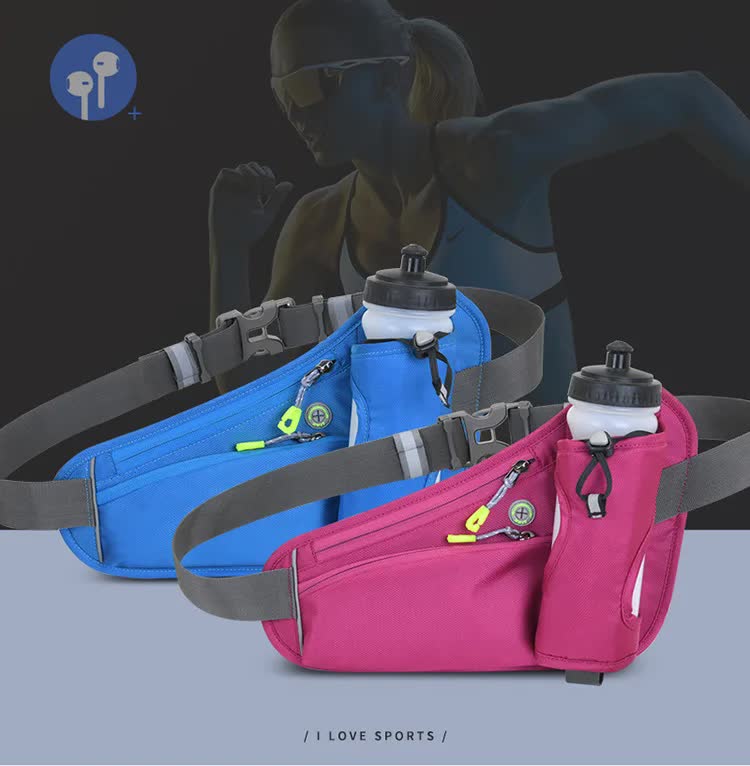 Bright Green Hydration Running Waist Pack - Waterproof Lightweight Sports Belt with Bottle Holder Water bottles are filming props, not included