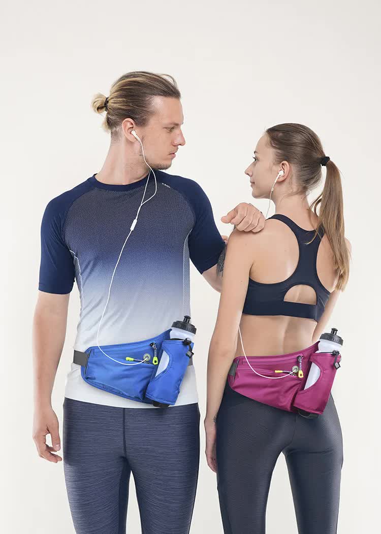 Bright Green Hydration Running Waist Pack - Waterproof Lightweight Sports Belt with Bottle Holder Water bottles are filming props, not included