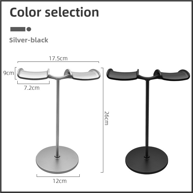 Silver Dual Headphone Stand - Creative Double Hook Aluminum Alloy Display Holder