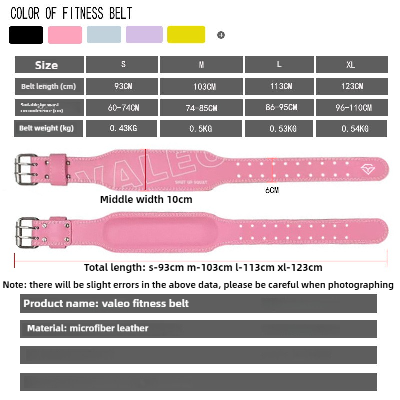 Size S Pink Professional Weightlifting Belt with Sponge Padding for Deep Squat and Deadlift - Men and Women Fitness Support