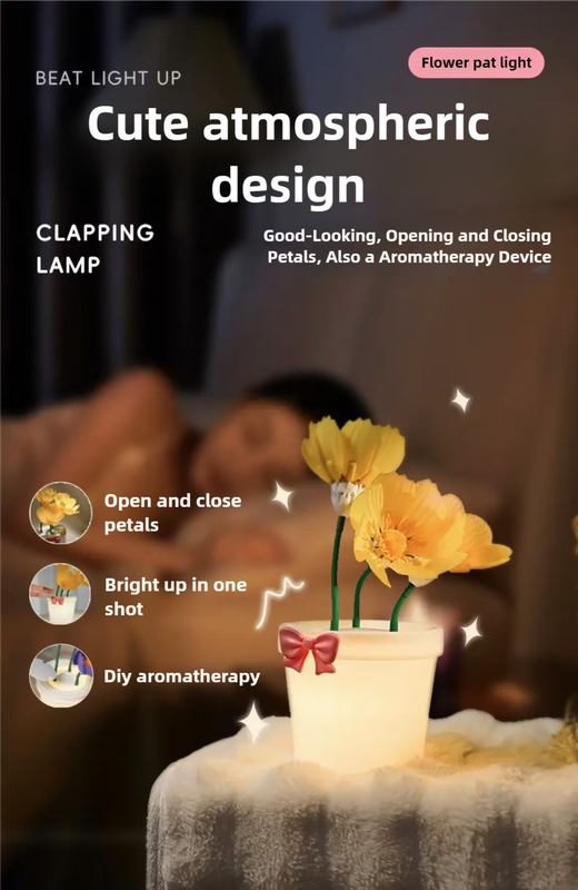 Yellow Flowers Silicone Touch Flower Aromatherapy Night Light Pot - Romantic Home Decor for Kids and Adults