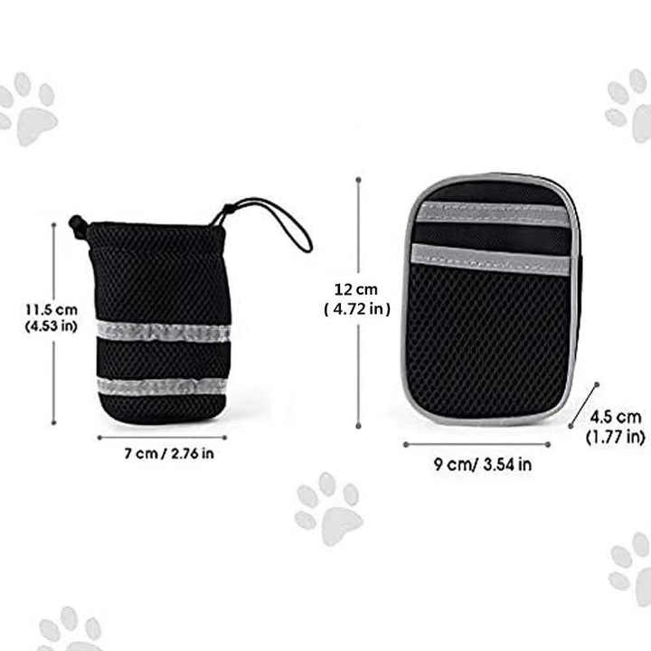 Black Reflective Pet Waist Bag with Hands-Free Leash for Night Safety - Adjustable Waist Pack with Detachable Pouches