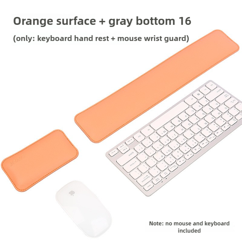 Orange And Grey Keyboard Wrist Guard + Mouse Wrist Guard Premium Dual-Sided PU Leather Keyboard Wrist Rest and Mouse Pad Set - Ergonomic Support for Comfortable Typing and Mouse Use