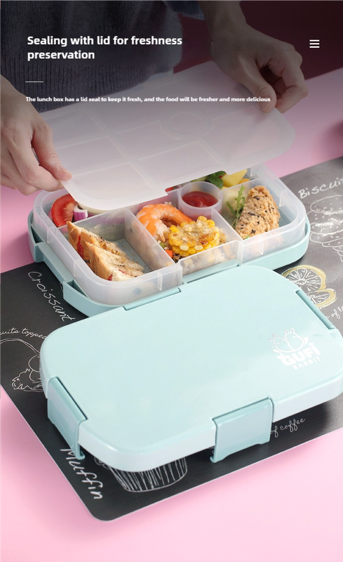 Blue Kids' Lunch Box with Compartments - BPA-Free Microwave Safe Bento Box for School Meals