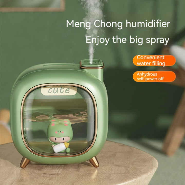 Green USB Desktop Dual Mist Cute Humidifier with Essential Oil Diffuser, 500ml Large Capacity, Quiet Aromatherapy Machine for Bedroom and Office without essential oil