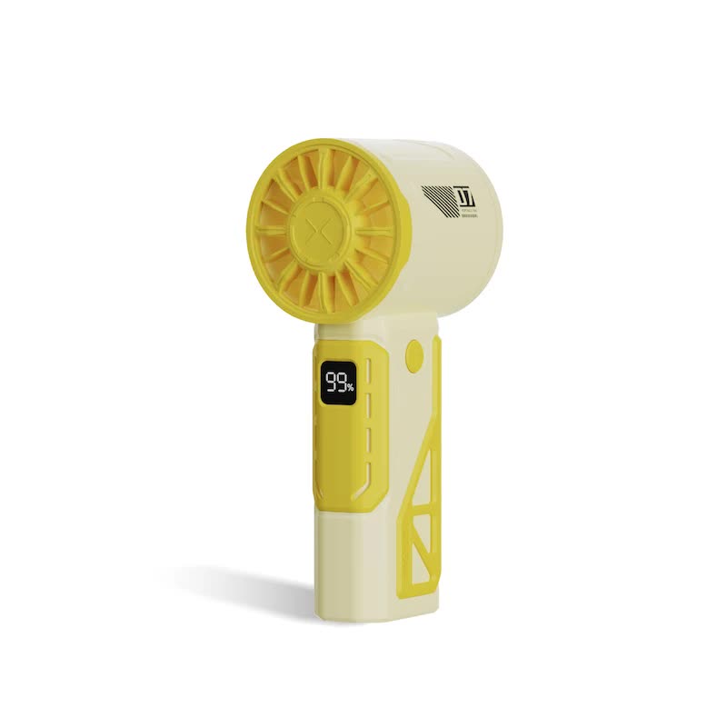 Yellow 100-Speed Mecha Handheld Fan | USB Rechargeable High-Speed Mini Fan | Powerful & Silent | Lightweight 150g with 6-8 Hour Battery Life