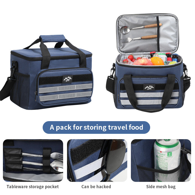 Grey 18L Large Capacity Outdoor Insulated Cooler Bag - Portable Picnic Ice Pack with Shoulder Strap