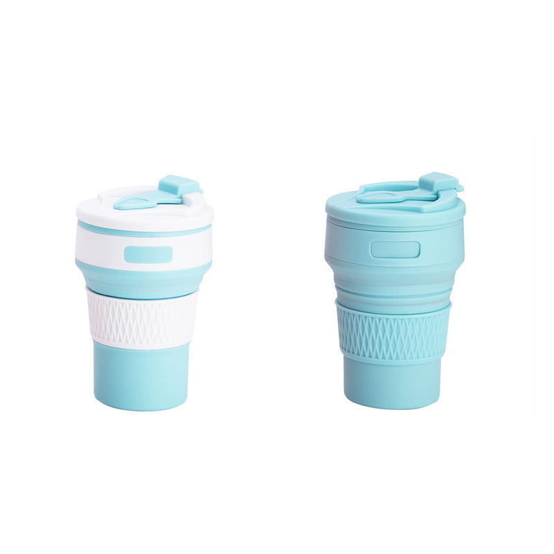 2 Pcs Blue Collapsible Silicone Coffee Cup - Portable, Food-Grade, Microwave & Freezer Safe Travel Mug Combination pack of the same color