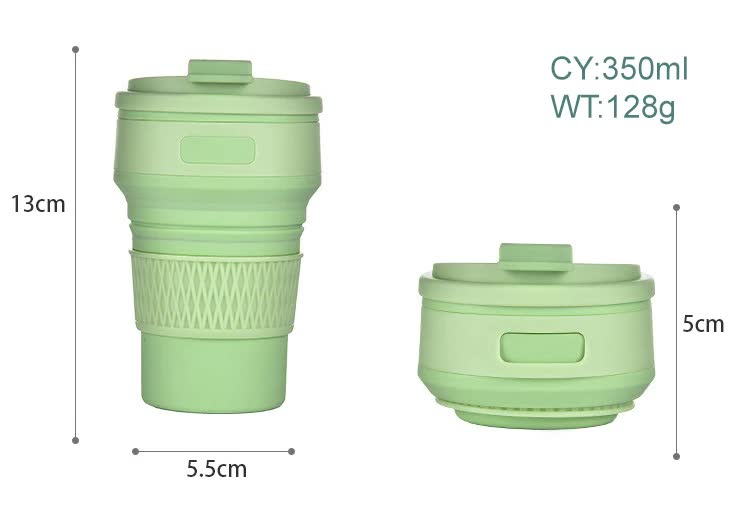 2 Pcs Blue Collapsible Silicone Coffee Cup - Portable, Food-Grade, Microwave & Freezer Safe Travel Mug Combination pack of the same color