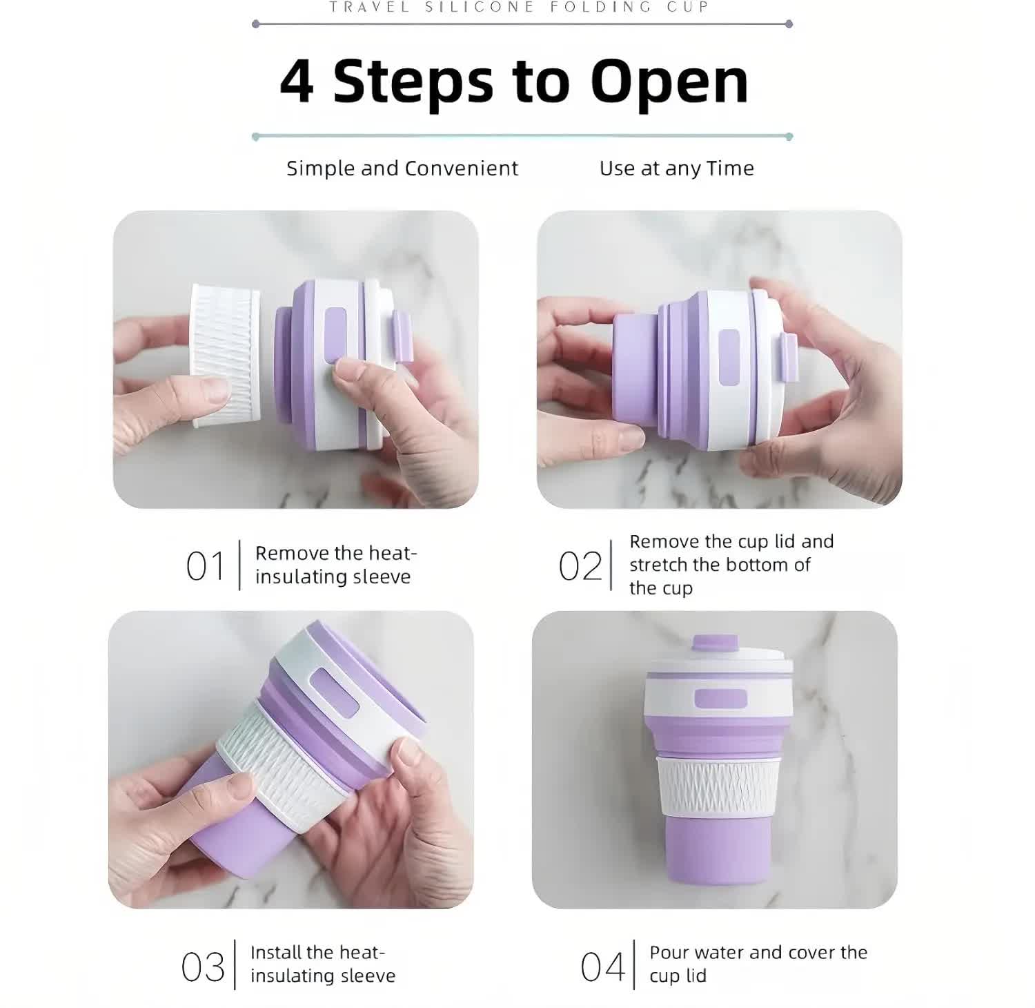 2 Pcs Blue Collapsible Silicone Coffee Cup - Portable, Food-Grade, Microwave & Freezer Safe Travel Mug Combination pack of the same color