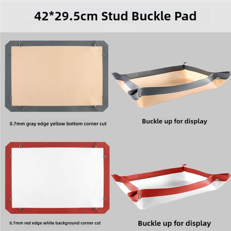 2-piece set Gray Edge Yellow Background + Red Edge White Background Non-stick Silicone Baking Mat for Oven & Microwave | Reusable, Thickened Fiber Baking Pad for Macarons, Cookies, Bread, Roasting Chicken, and More