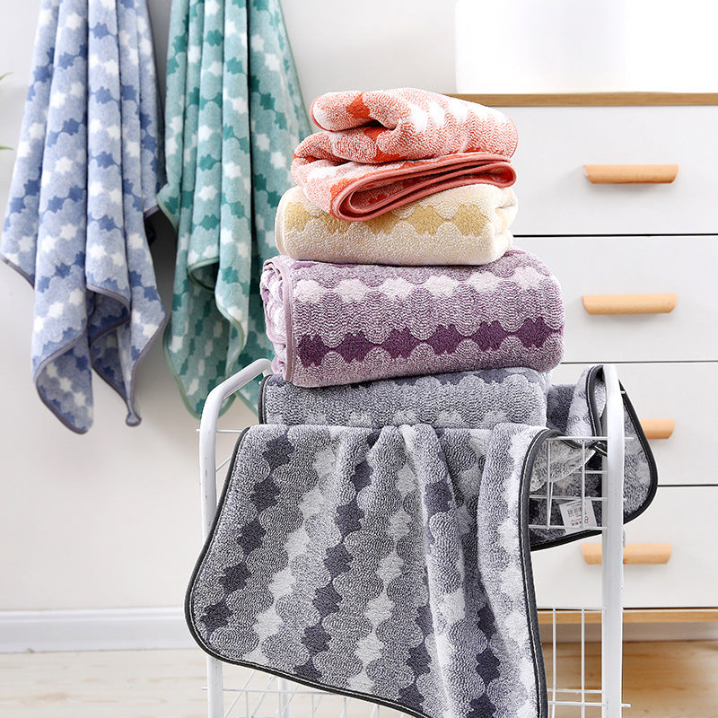 Purple Premium Coral Fleece Towel Set - 1 Bath Towel 88x170cm + 3 Hand Towels 35x35cm - Soft, Absorbent, and Quick-Drying