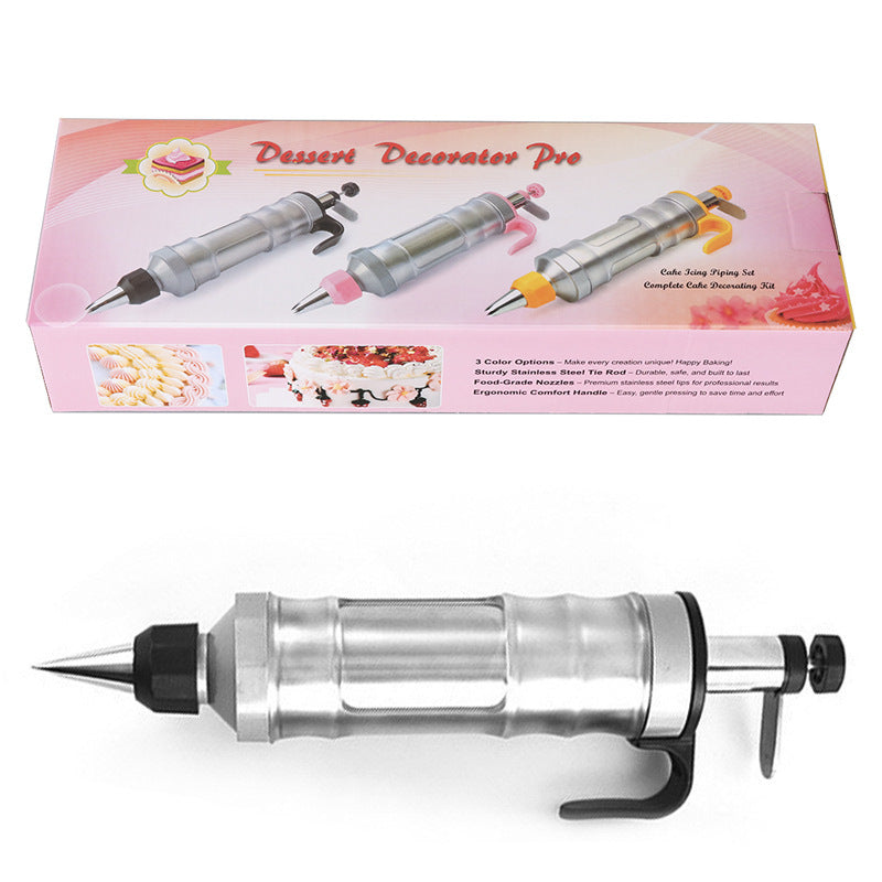 Black Cream Piping Gun for Cookie Decorating - 6 Nozzle DIY Set for Baking and Cake Decoration