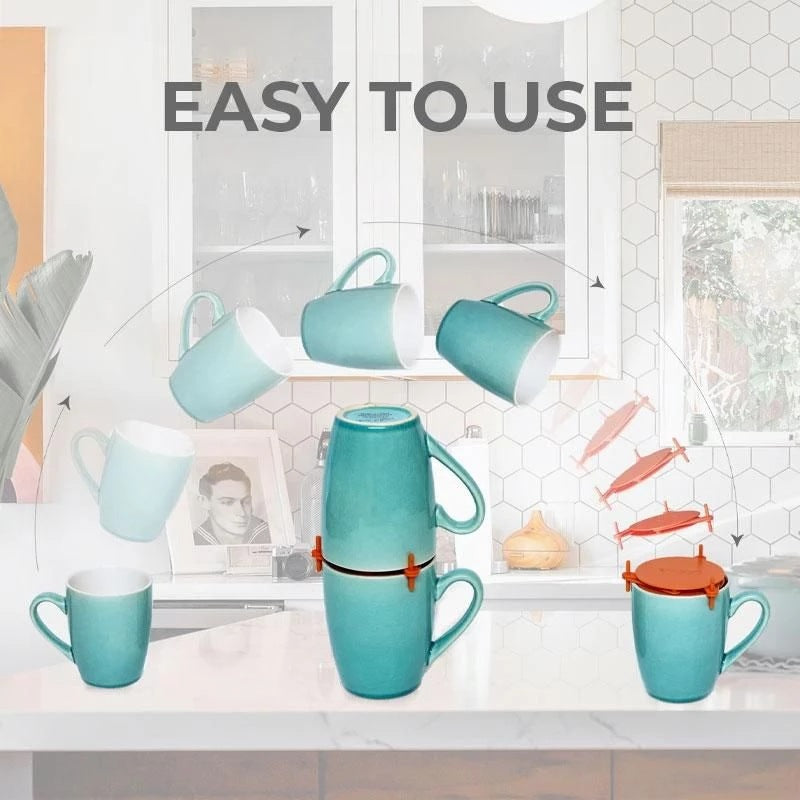 3 Pcs Blue Adjustable Cup Holder for Mugs, Glasses, and Cups - Stackable, Space-Saving Design, 6.5cm Diameter