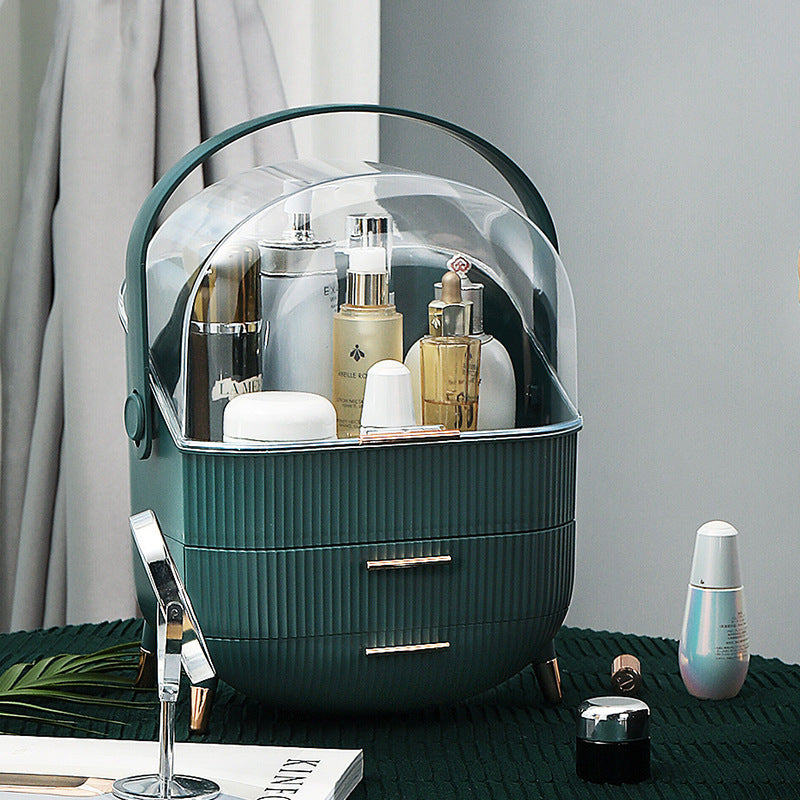 Dark Green Multifunctional Makeup Organizer with Large Capacity and Transparent Design Makeup is a prop for shooting and is not included