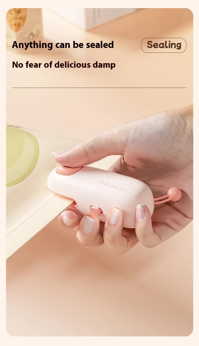 2 Pcs Light Brown Bear Mini Handheld Heat Sealing Machine for Food Bags - Compact, Portable, USB Rechargeable