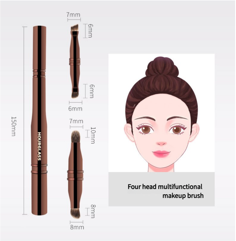Versatile 4-in-1 Portable Makeup Brush - Eyeshadow & Eyebrow Brushes for Flawless Looks