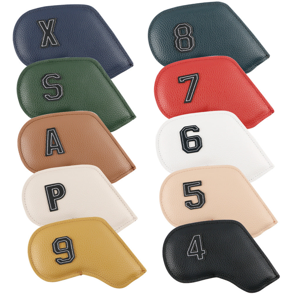 Premium PU Leather Golf Iron Headcover Set 10pcs | Numbered 3-9, P, S, A | Protective Club Covers for Irons