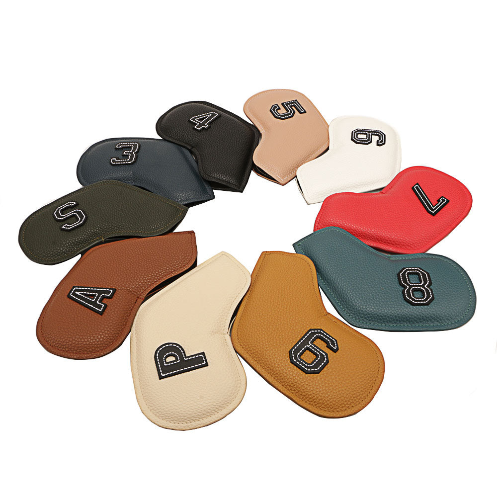 Premium PU Leather Golf Iron Headcover Set 10pcs | Numbered 3-9, P, S, A | Protective Club Covers for Irons