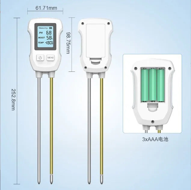 3-in-1 Soil Detector for pH, Moisture, and Temperature - Gardening Tool for Healthy Plants Battery not included