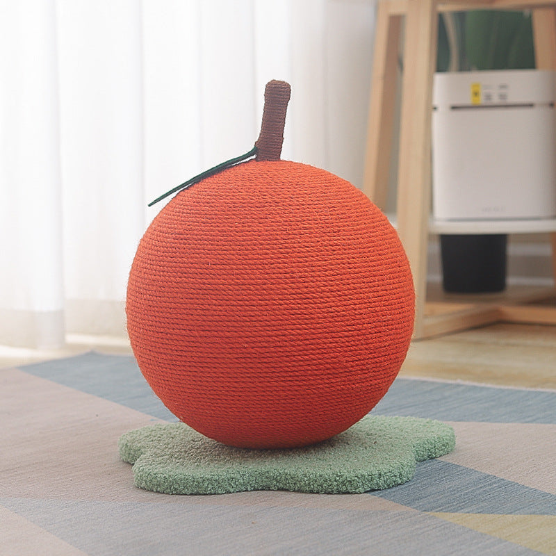 Adorable Orange-Shaped Cat Scratcher - Durable Sisal & Soft Base Large size: 30x30x33cm