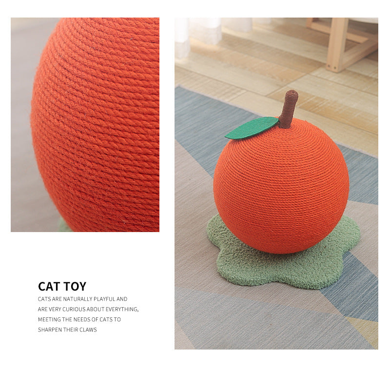 Adorable Orange-Shaped Cat Scratcher - Durable Sisal & Soft Base Large size: 30x30x33cm