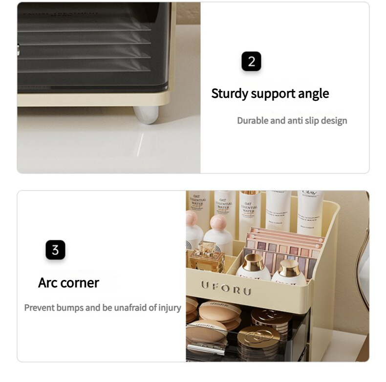 Spacious Cosmetic Organizer - Multi-Functional Vanity Storage for Lipsticks & Skincare 35x19x25cm