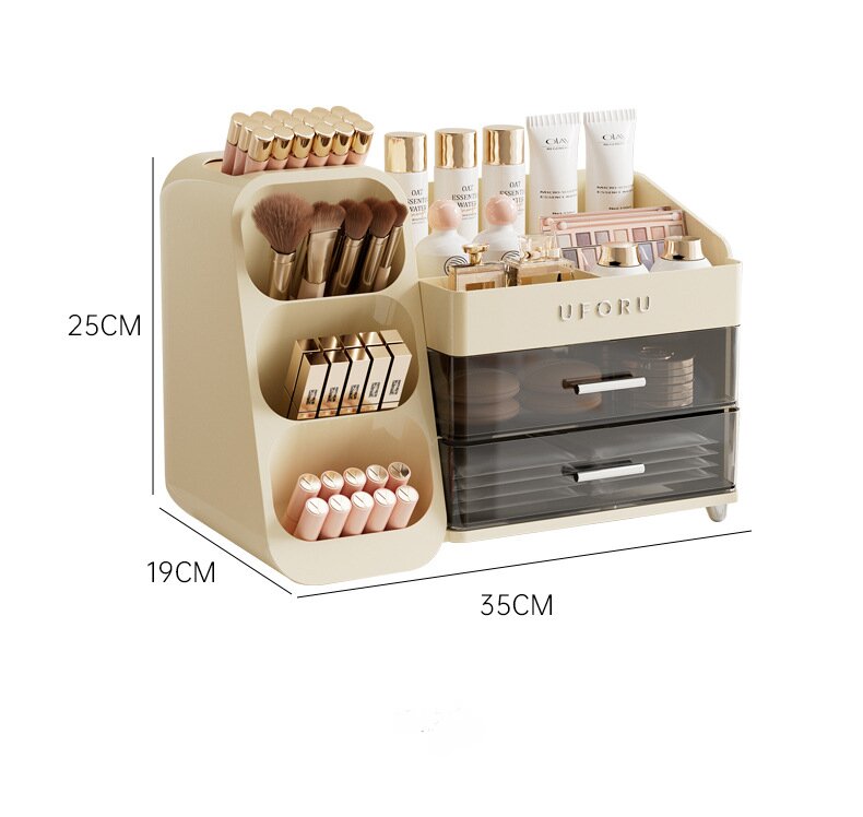 Spacious Cosmetic Organizer - Multi-Functional Vanity Storage for Lipsticks & Skincare 35x19x25cm