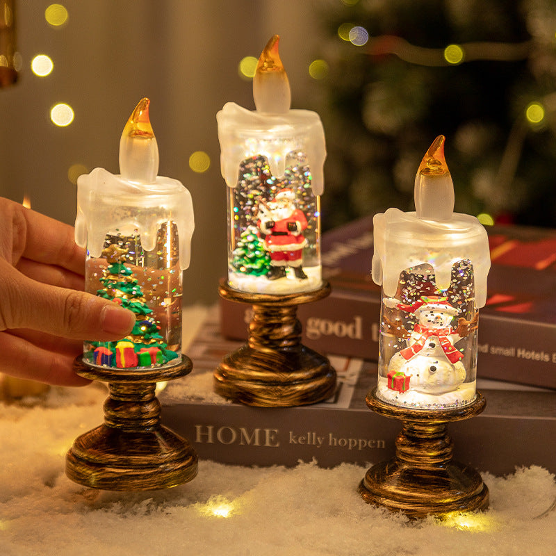 A set of four Festive Christmas Candle Lights with Snow Globe Decor - Perfect Creative Holiday Gift