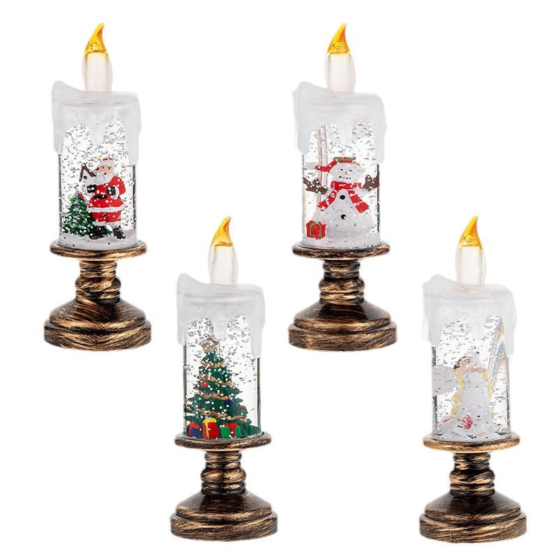 A set of four Festive Christmas Candle Lights with Snow Globe Decor - Perfect Creative Holiday Gift