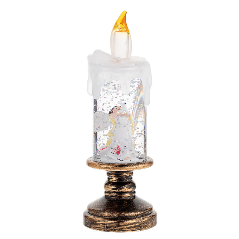 A set of four Festive Christmas Candle Lights with Snow Globe Decor - Perfect Creative Holiday Gift