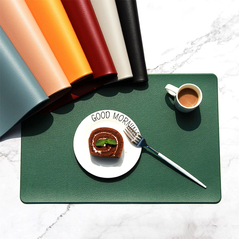 5 PCS Orange Nordic Style Leather Placemat - Anti-Slip, Heat-Resistant Table Mat 30cm x 45cm