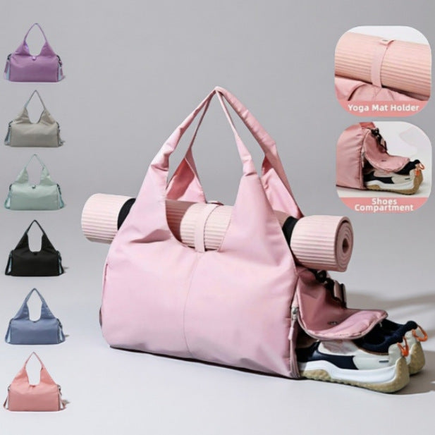 Pink Stylish Women's Travel Bag - Large-Capacity Fitness & Yoga Bag with Separate Shoe Compartment