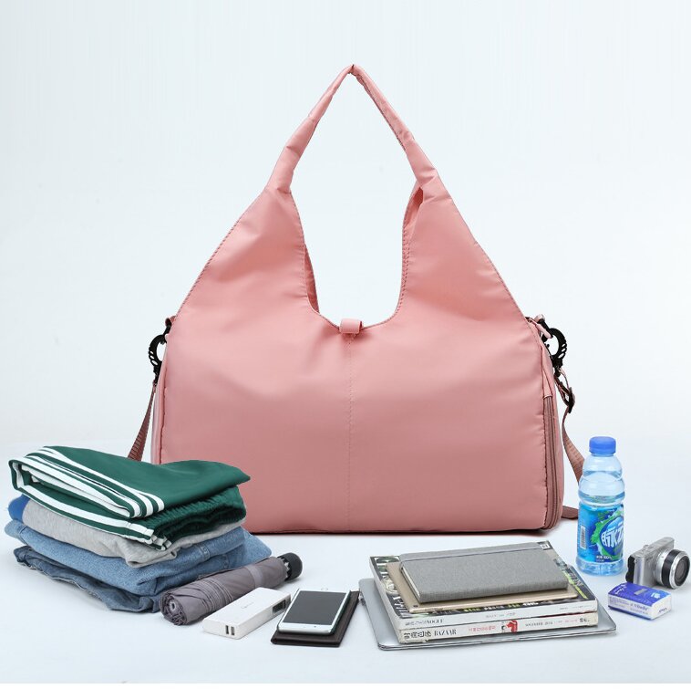 Pink Stylish Women's Travel Bag - Large-Capacity Fitness & Yoga Bag with Separate Shoe Compartment