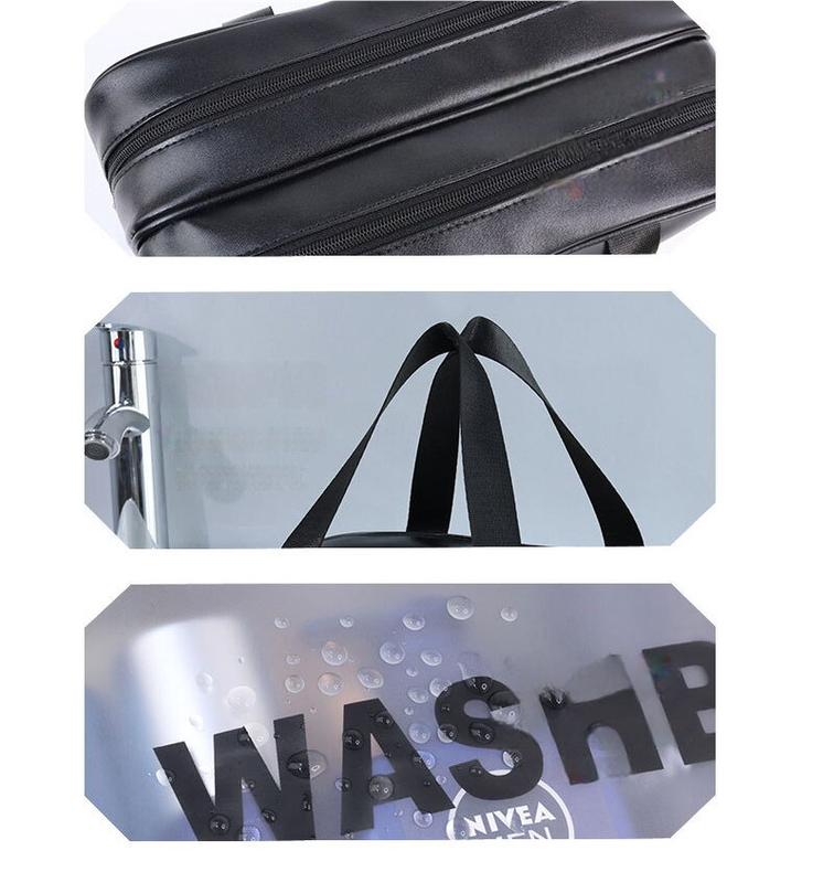 2PCS Dual-Layer Transparent PU Cosmetic Pouch - Wet and Dry Separation, Large size 31*15*20cm - Pink