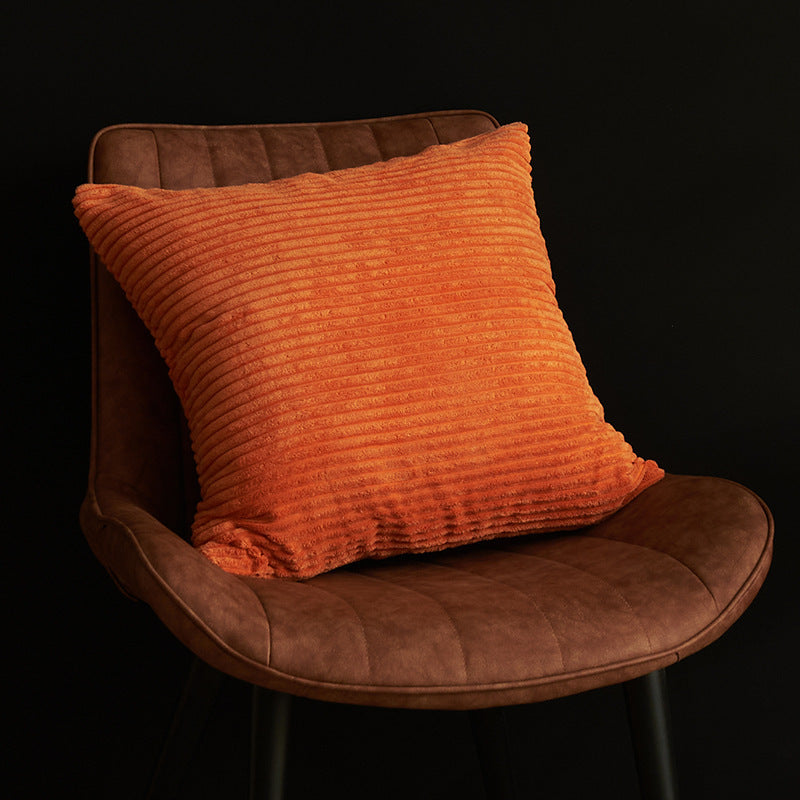 Orange Set of 4 Corduroy Pillow Covers - Solid Color Minimalist Throw Cushion Covers - 45x45cm Pillow Inserts are NOT Included
