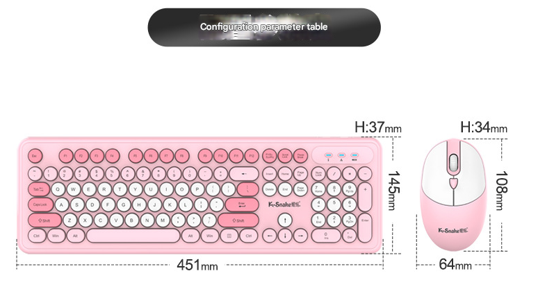 Blue Punk Color Wireless 2.4G Keyboard and Mouse Combo - Ergonomic Design with Long Battery Life