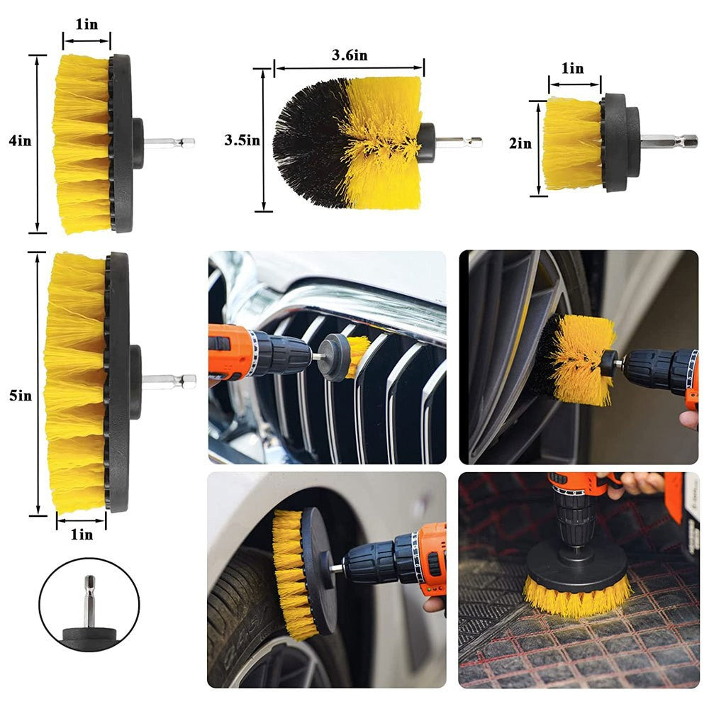 Style 1 Car Cleaning Supplies - Complete Auto Detail Brush Set for Interior, Exterior, Wheels & Tires - Power Scrubber Drill Brush Kit Included