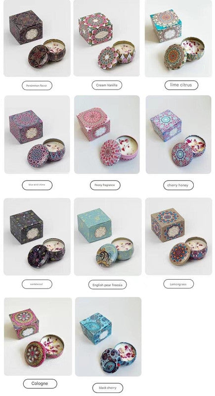 Small Scented Candle Set - 4 Soy Wax Candles, Travel Candle Set Strawberry
