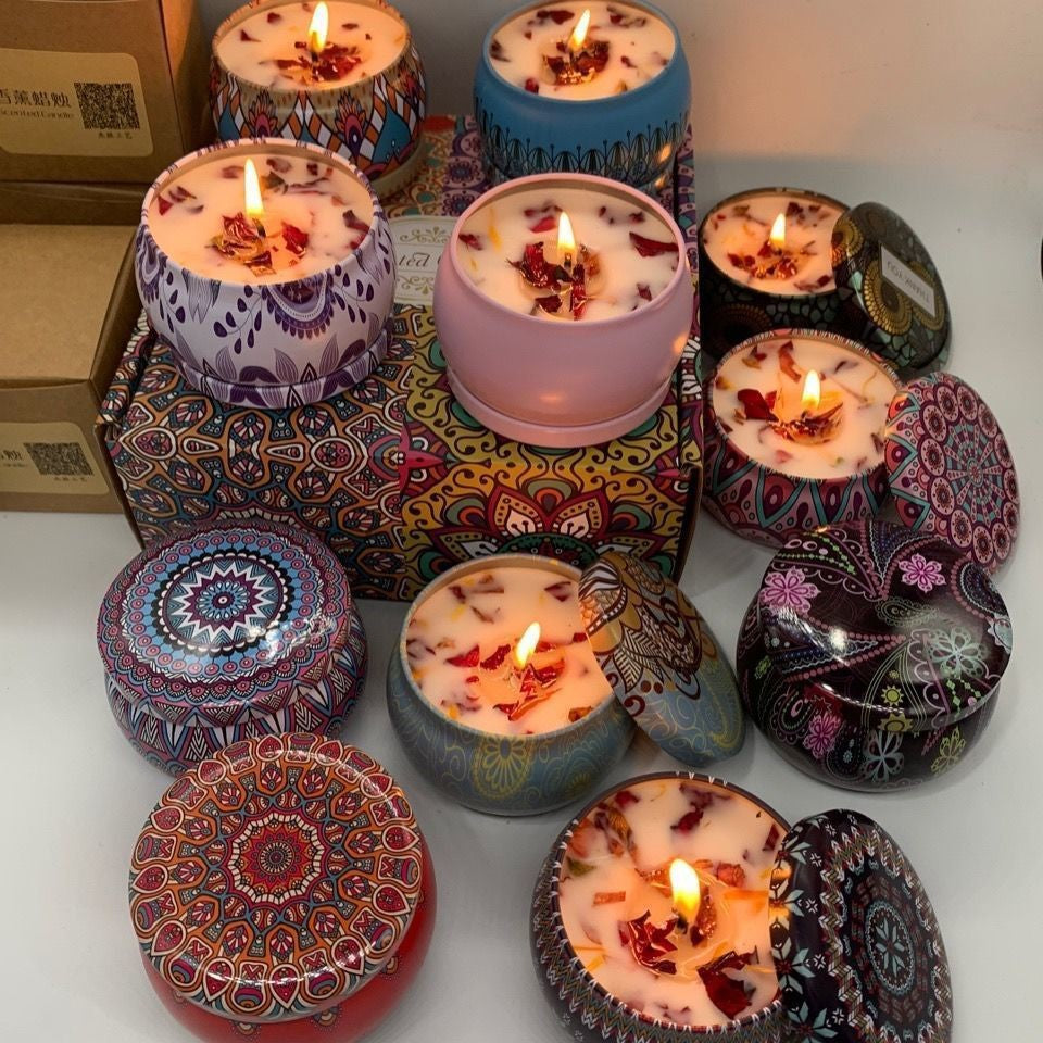 Small Scented Candle Set - 4 Soy Wax Candles, Travel Candle Set Violet