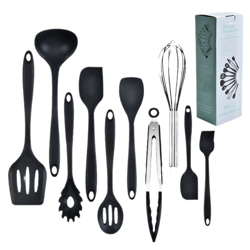 Grey 10-Piece Premium Silicone Kitchen Utensil Set - Heat Resistant, Non-Stick Cookware