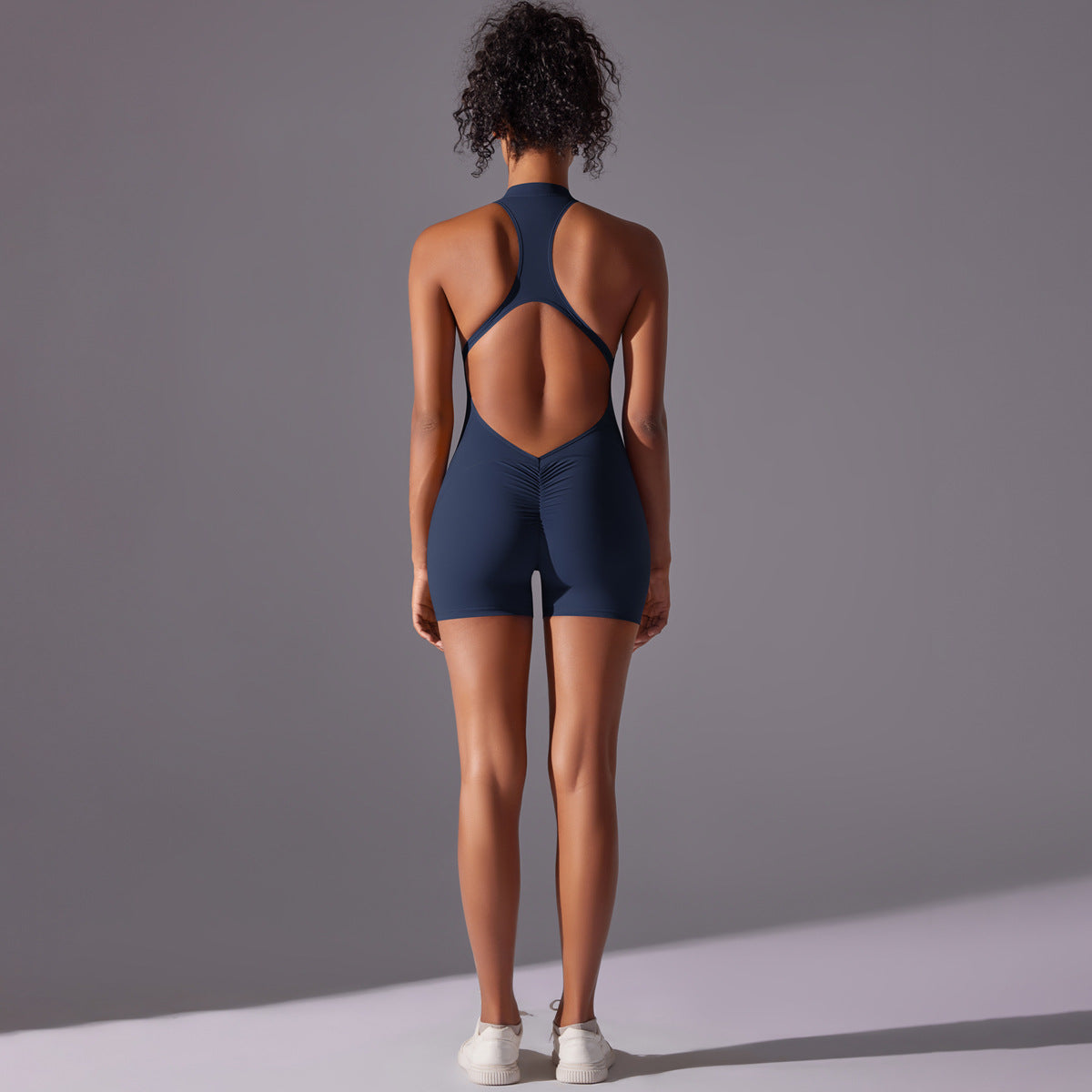 Size XL Dark Blue High-Impact Seamless Bodysuit - Nude Feel Yoga & Fitness Romper